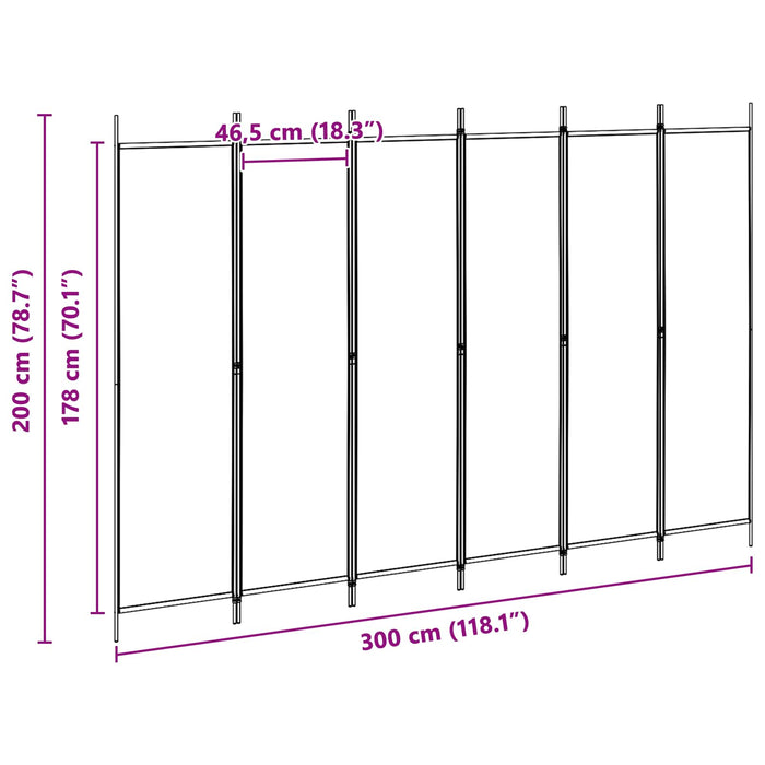 Paravan cu 6 panouri Bej 300 x 200 cm Țesătură WALTI