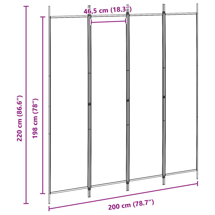 Separator de Cameră cu 4 Panouri Bej 200 x 220 cm Țesătură WALTI