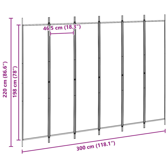 Paravan cu 6 panouri Bej 300 x 220 cm Țesătură WALTI