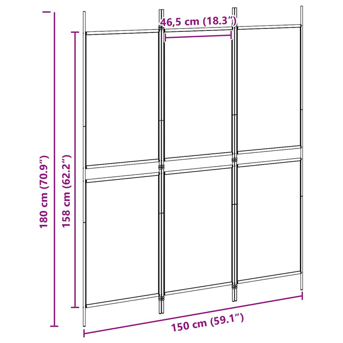 Separator de cameră cu 3 panouri Bej 150 x 180 cm Țesătură WALTI