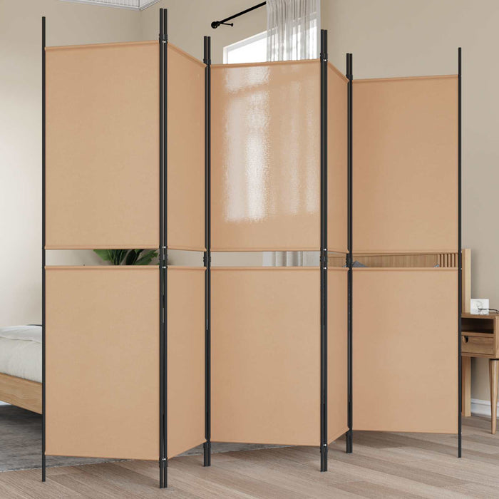 Separator de cameră cu 5 panouri Bej 250 x 180 cm Țesătură WALTI