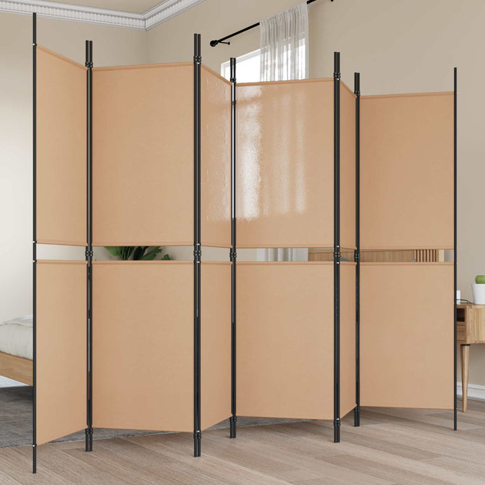Paravan cu 6 panouri Bej 300 x 180 cm Țesătură WALTI
