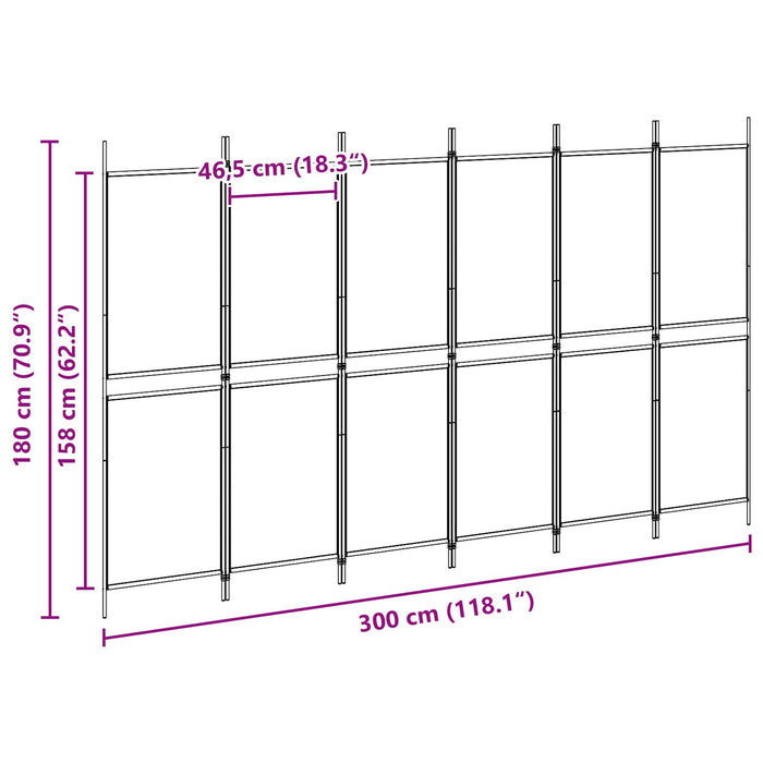 Paravan cu 6 panouri Bej 300 x 180 cm Țesătură WALTI