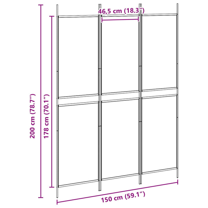 Paravan de camere cu 3 panouri Bej 150 x 200 cm Țesătură WALTI