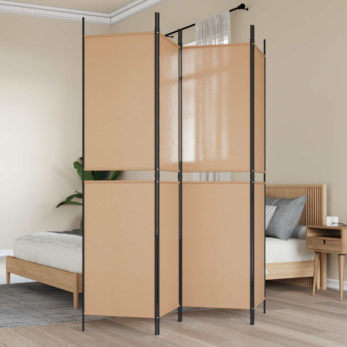 Separator de Cameră cu 4 Panouri Bej 200 x 200 cm Țesătură WALTI