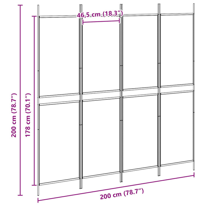 Separator de Cameră cu 4 Panouri Bej 200 x 200 cm Țesătură WALTI