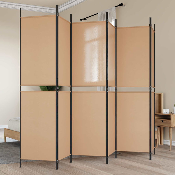 Paravan cu 6 panouri Bej 300 x 200 cm Țesătură WALTI