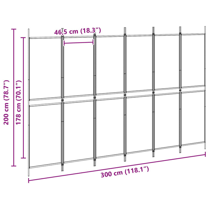 Paravan cu 6 panouri Bej 300 x 200 cm Țesătură WALTI