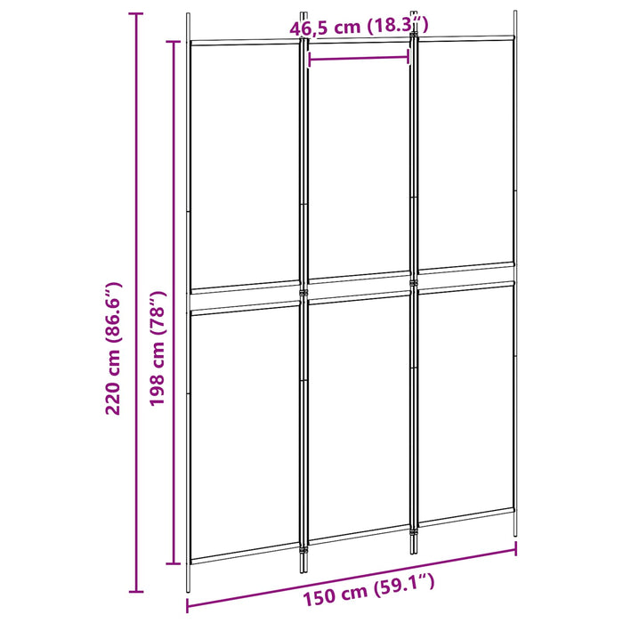 Paravan de camere cu 3 panouri Bej 150 x 220 cm Țesătură WALTI