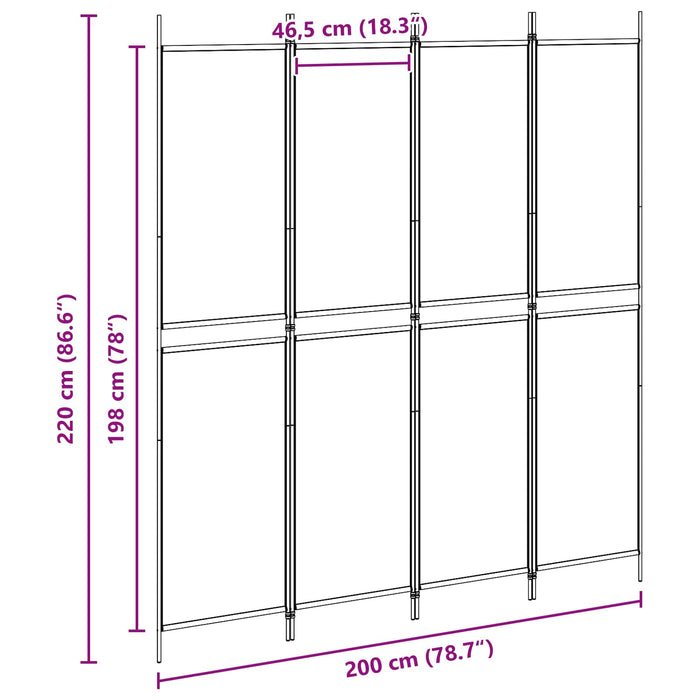 Separator de Cameră cu 4 Panouri Bej 200 x 220 cm Țesătură WALTI