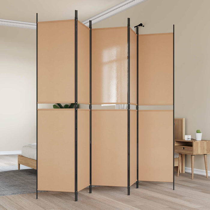 Separator de cameră cu 5 panouri Bej 250 x 220 cm Țesătură WALTI