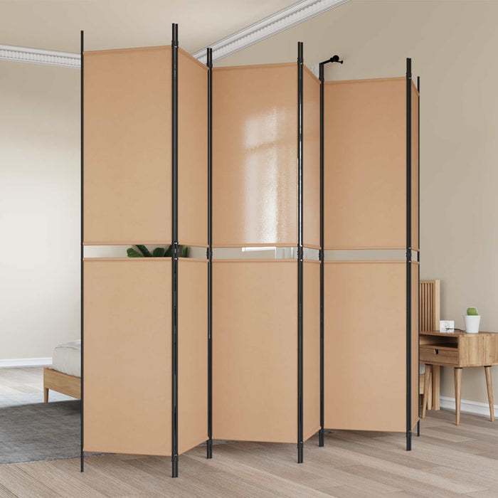 Paravan cu 6 panouri Bej 300 x 220 cm Țesătură WALTI