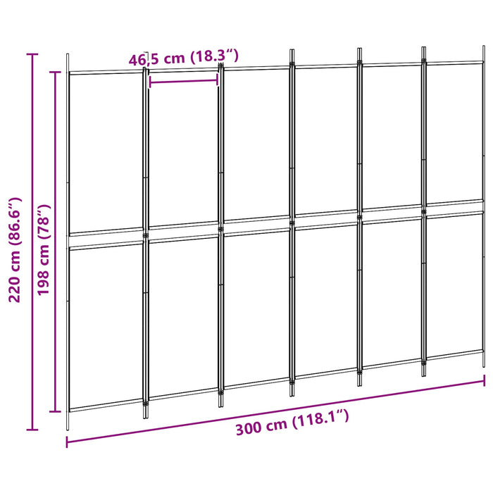 Paravan cu 6 panouri Bej 300 x 220 cm Țesătură WALTI