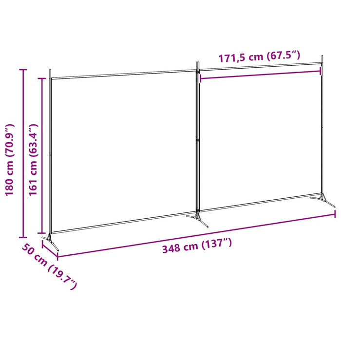 Paravan cu 2 Panouri Bej 348 x 180 cm Țesătură WALTI