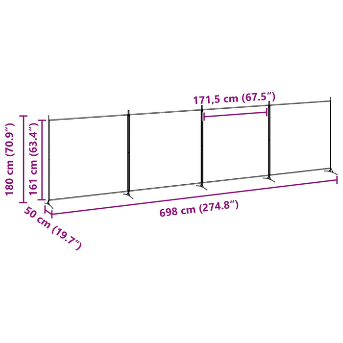 Separator de Cameră cu 4 Panouri Bej 698 x 180 cm Țesătură WALTI