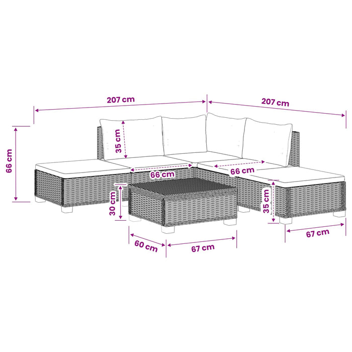 6 buc. Set de lounge din ratan cu perne GENDT Ratan Natural WALTI