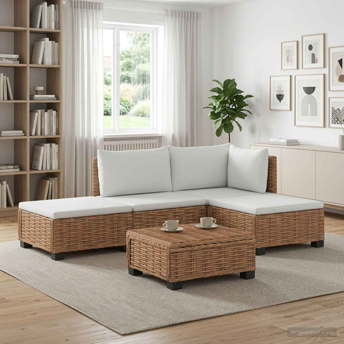 4 buc. Set de lounge din ratan cu perne GENDT Ratan Natural WALTI
