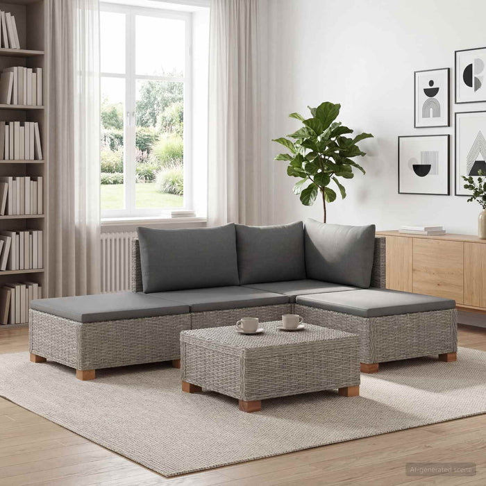 4 buc. Set de lounge din ratan cu perne GENDT Ratan Natural WALTI