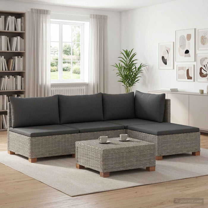 5 buc. Set de lounge din ratan cu perne GENDT Ratan Natural WALTI