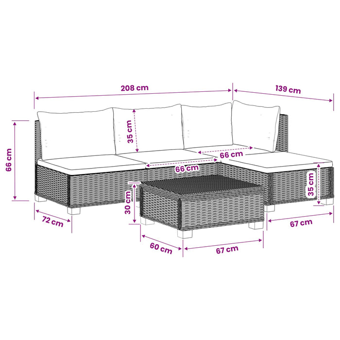 5 buc. Set de lounge din ratan cu perne GENDT Ratan Natural WALTI