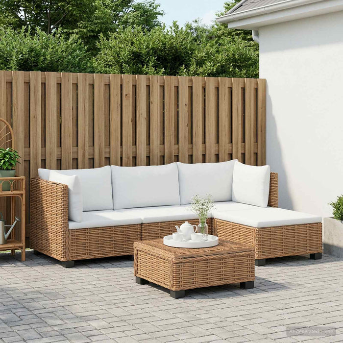 5 buc. Set de lounge din ratan cu perne GENDT Ratan Natural WALTI