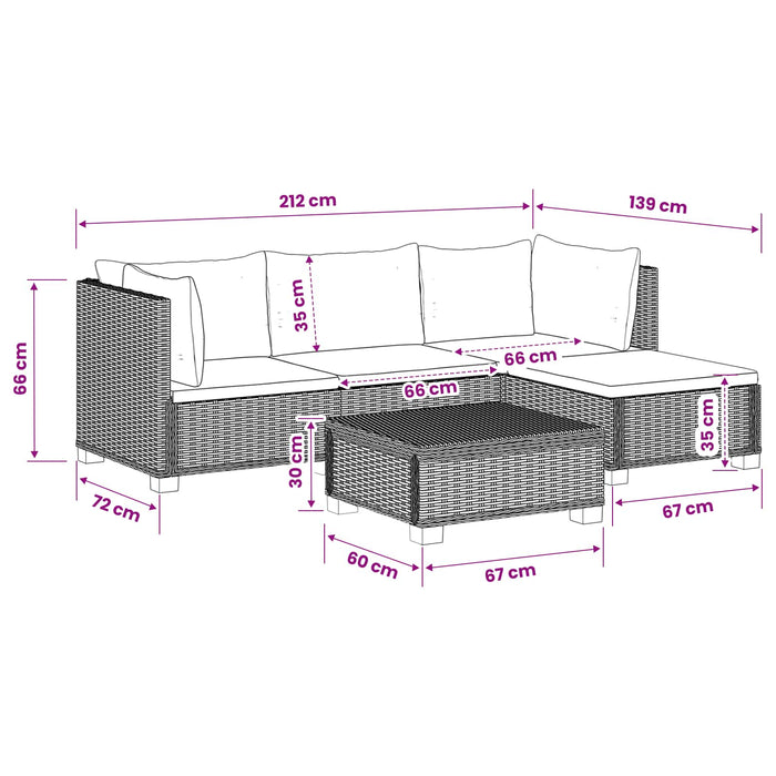 5 buc. Set de lounge din ratan cu perne GENDT Ratan Natural WALTI