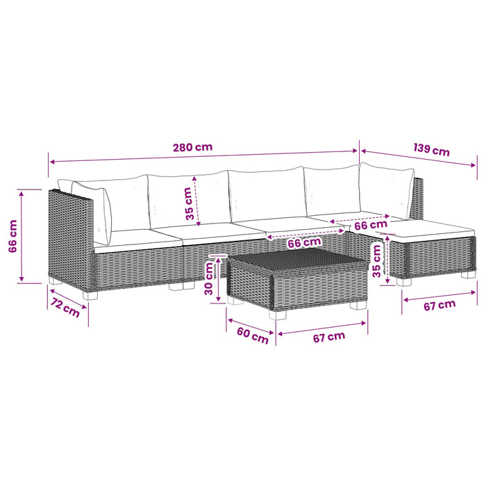 6 buc. Set de lounge din ratan cu perne GENDT Ratan Natural WALTI
