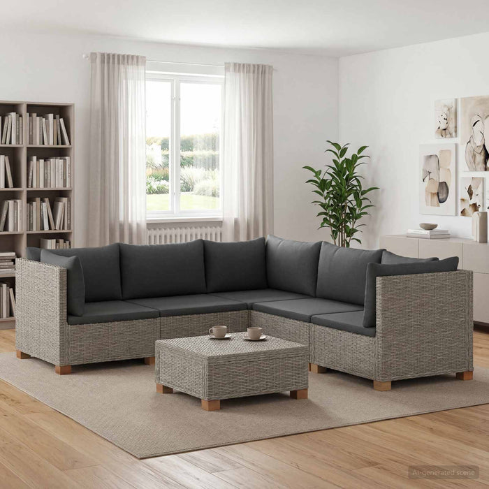 6 buc. Set de lounge din ratan cu perne GENDT Ratan Natural WALTI