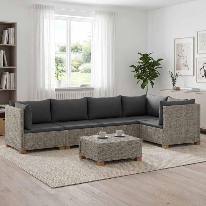 6 buc. Set de Lounge din Ratan cu Perne GENDT Ratan Natural WALTI