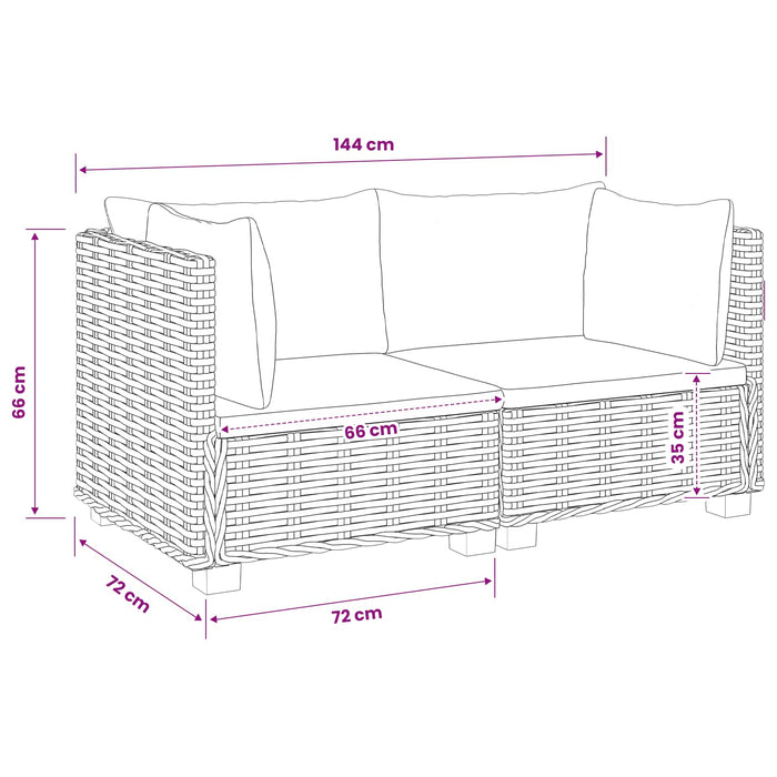2 buc. Set de lounge din ratan cu perne GENDT Ratan Natural WALTI