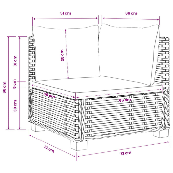 2 buc. Set de lounge din ratan cu perne GENDT Ratan Natural WALTI