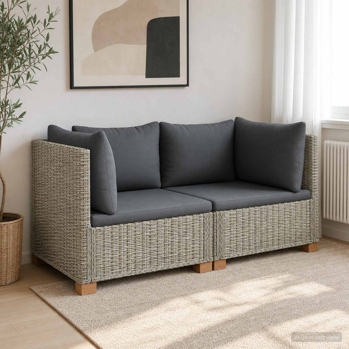 2 buc. Set de lounge din ratan cu perne GENDT Ratan Natural WALTI