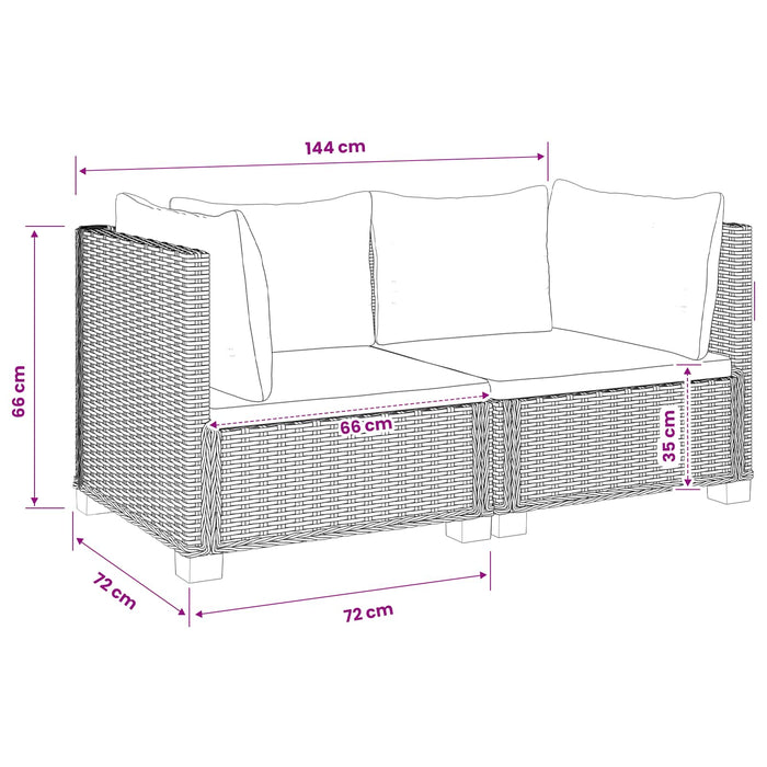 2 buc. Set de lounge din ratan cu perne GENDT Ratan Natural WALTI