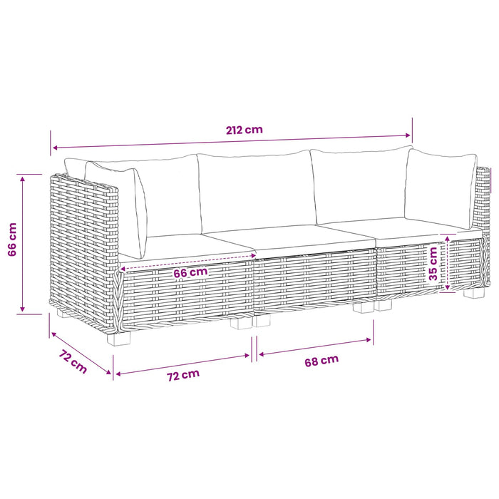 3 buc. Set de lounge din ratan cu perne GENDT Ratan Natural WALTI