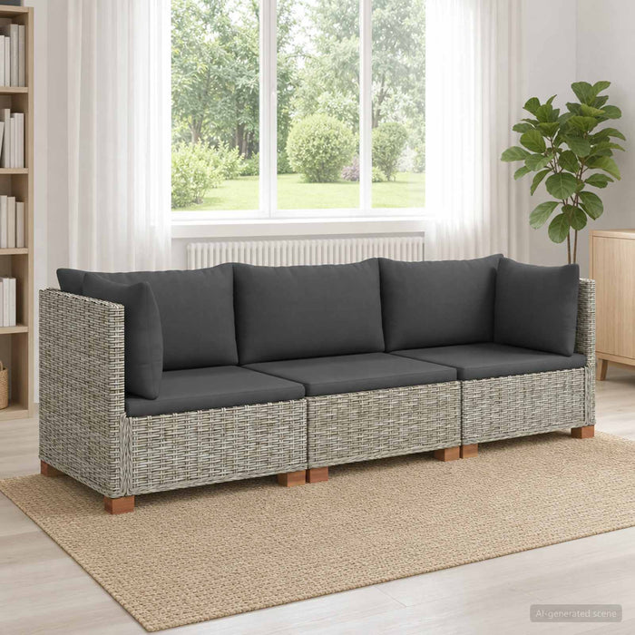 3 buc. Set de lounge din ratan cu perne GENDT Ratan Natural WALTI