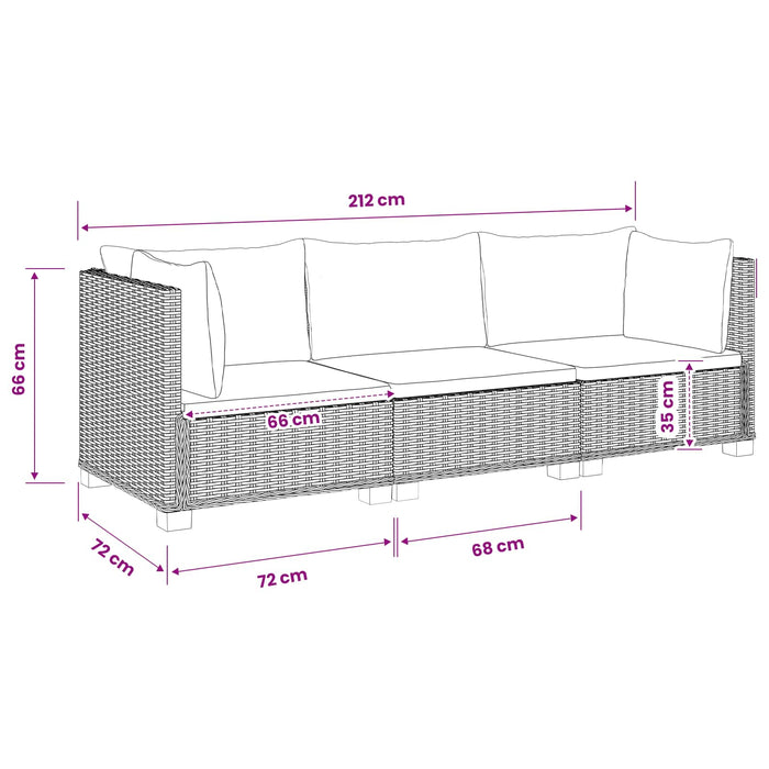 3 buc. Set de lounge din ratan cu perne GENDT Ratan Natural WALTI