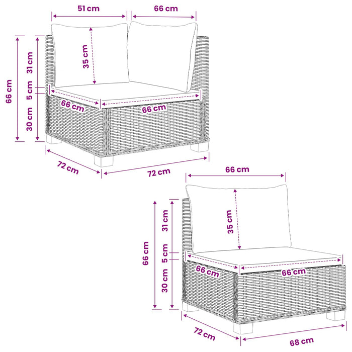 4 buc. Set de lounge din ratan cu perne GENDT Ratan Natural WALTI