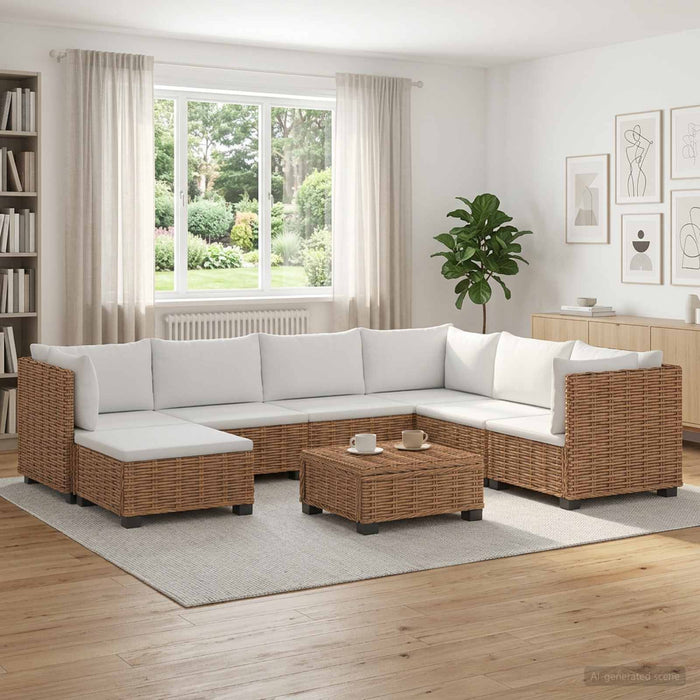 8 buc. Set de lounge din ratan cu perne GENDT Ratan Natural WALTI