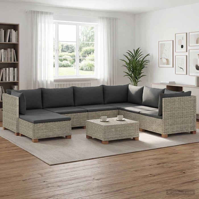 8 buc. Set de lounge din ratan cu perne GENDT Ratan Natural WALTI