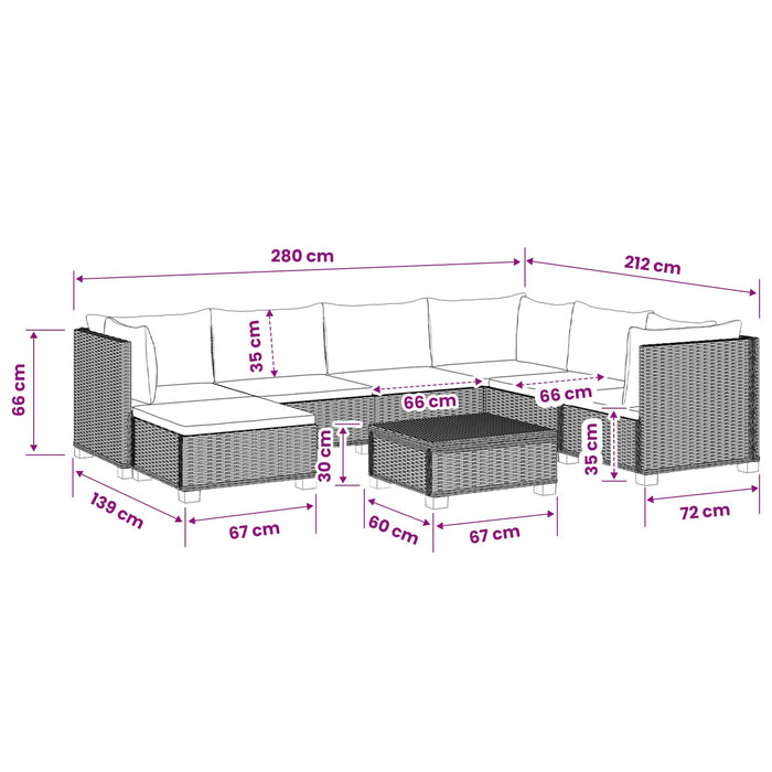 8 buc. Set de lounge din ratan cu perne GENDT Ratan Natural WALTI