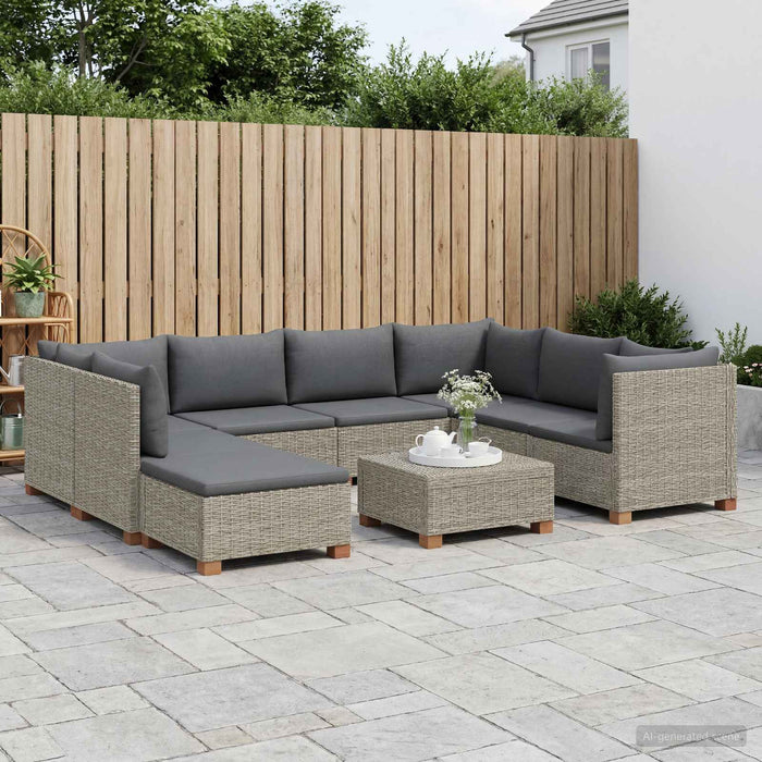 9 buc. Set de lounge din ratan cu perne GENDT Ratan Natural WALTI