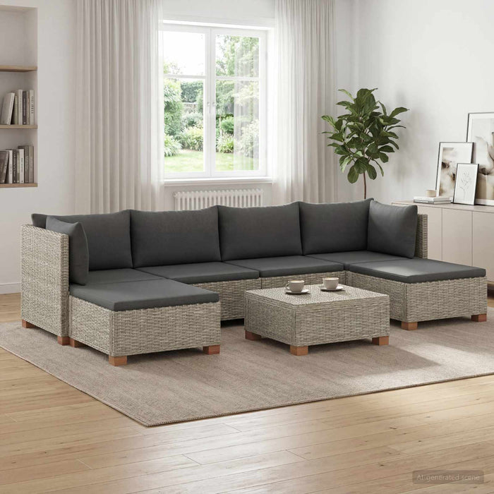 7 buc. Set de lounge din ratan cu perne GENDT Ratan Natural WALTI