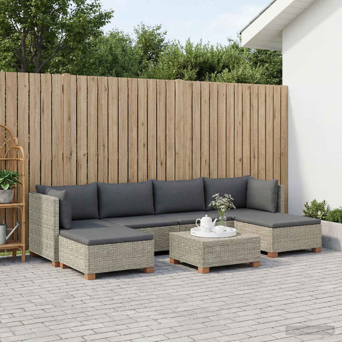 7 buc. Set de lounge din ratan cu perne GENDT Ratan Natural WALTI