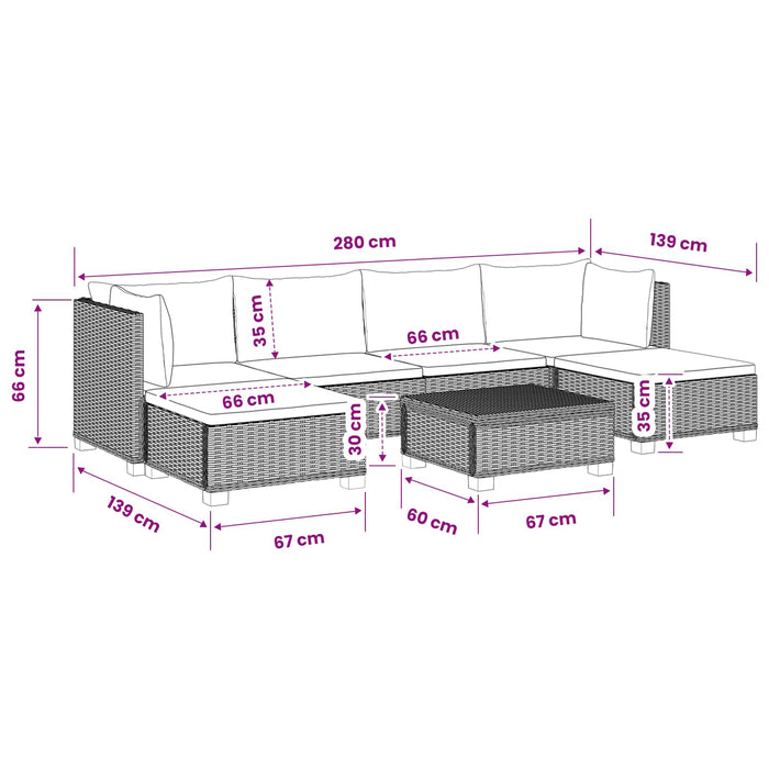 7 buc. Set de lounge din ratan cu perne GENDT Ratan Natural WALTI