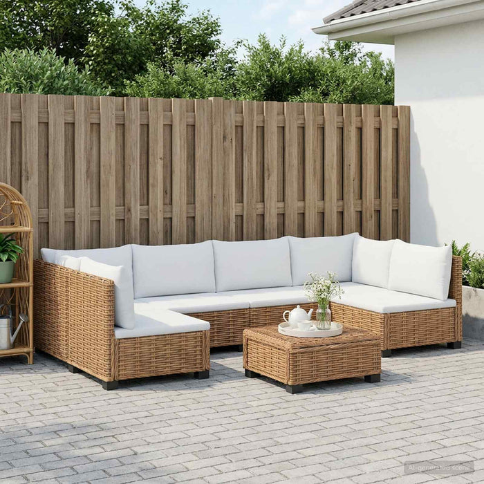 7 buc. Set de Lounge din Ratan cu Perne GENDT Ratan Natural WALTI
