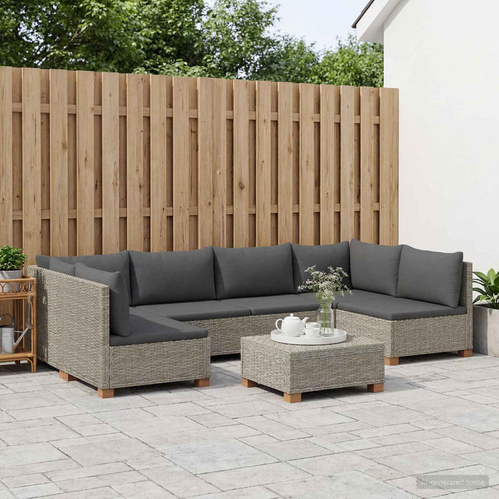 7 buc. Set de Lounge din Ratan cu Perne GENDT Ratan Natural WALTI