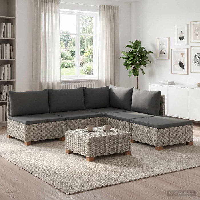 6 buc. Set de lounge din ratan cu perne GENDT Ratan Natural WALTI