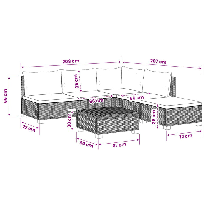 6 buc. Set de lounge din ratan cu perne GENDT Ratan Natural WALTI