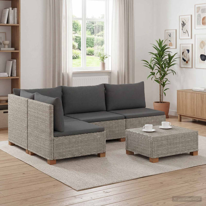 5 buc. Set de lounge din ratan cu perne GENDT Ratan Natural WALTI