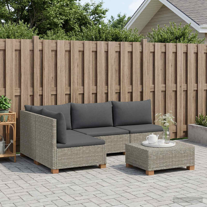 5 buc. Set de lounge din ratan cu perne GENDT Ratan Natural WALTI